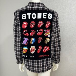 Upcyced Rolling Stone Plaid Shacket